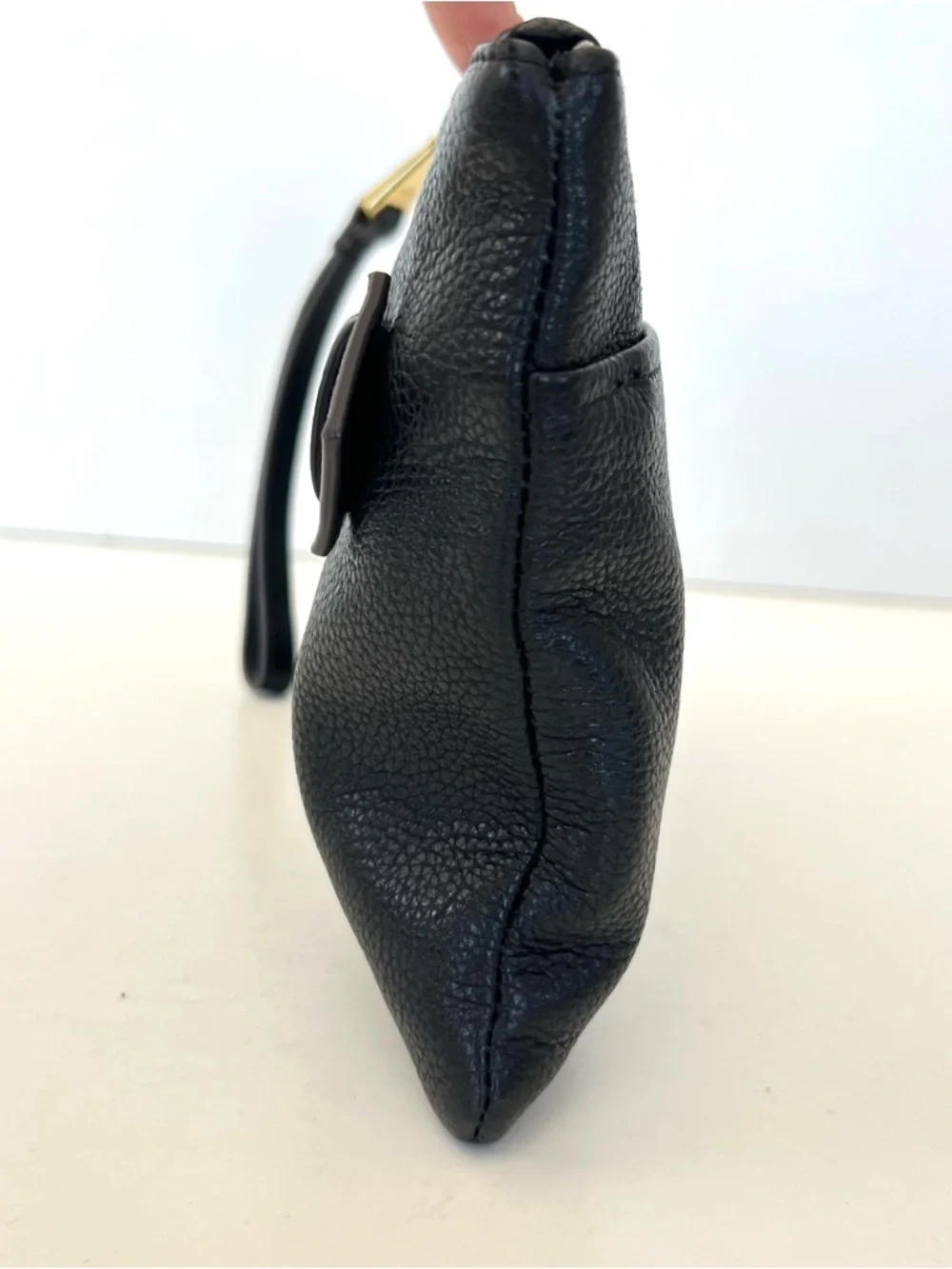 AIMEE KESTENBERG Melville Black Pebbled Leather Zipper Closure Clutch Wristlet
